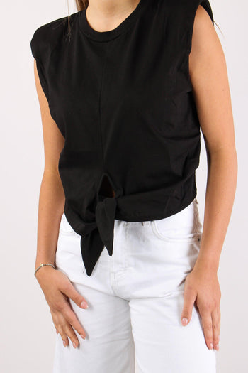 T-shirt Nodo Spalline Nero - 7