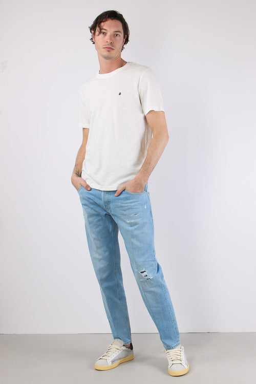 T-shirt Cotone Fiammato Logo Alabastro
