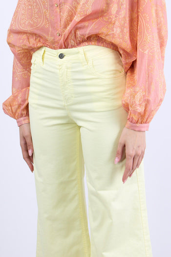 Pantalone Cropped Orlo Alto Giallo - 6