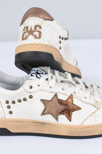 Sneakers Week Star Borchie Bianco/bronzo - 4