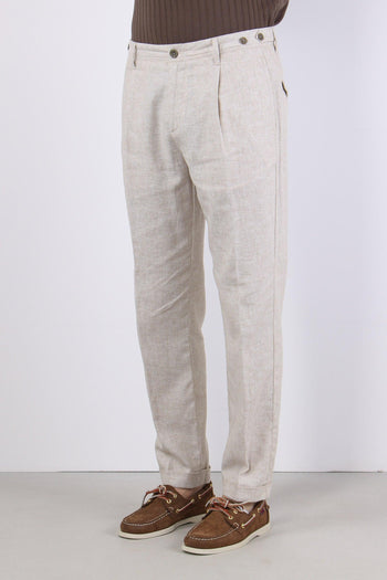 Orzo Pantalone Misto Lino Sabbia - 3