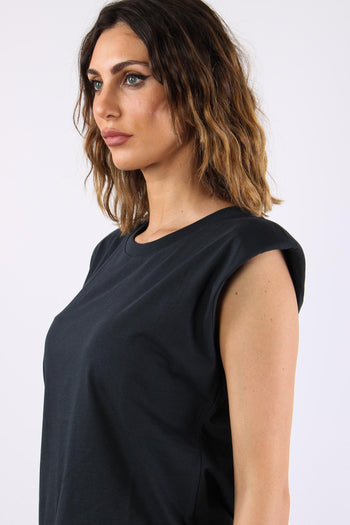 T-shirt Spalline Fondo Pizzo Piombo - 6