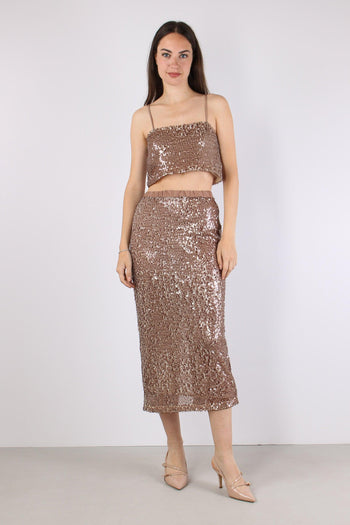 Gonna Tubo Paillettes Rose - 5