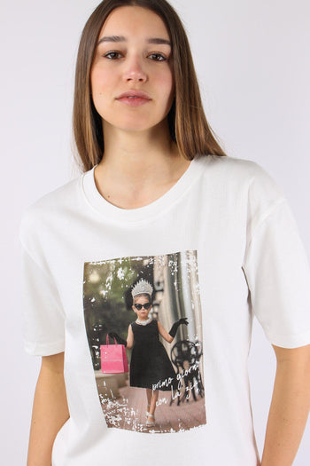 T-shirt Stampa Bimba Corona Panna - 5