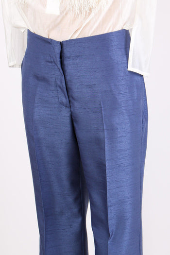 Pantalone Dritto Shantung Cerul - 7