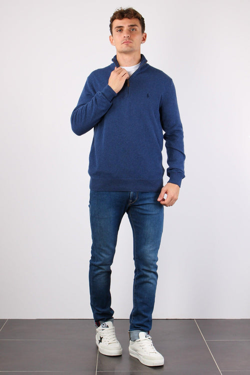 Pullover Mezza Zip Lana Rustic Navy - 2