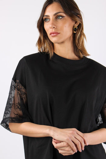 T-shirt M/m Spalline Pizzo Nero - 7