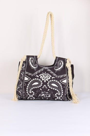 Borsa Fantasia Frange Laterali Nero - 4