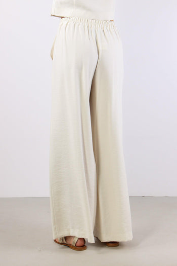 Pantalone Palazzo Misto Viscos Panna - 4