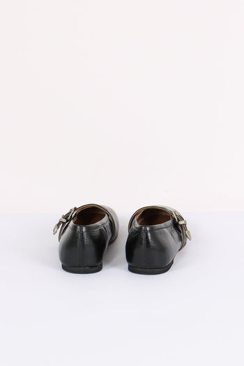Ballerina Pelle Doppia Fibbia Nero - 3