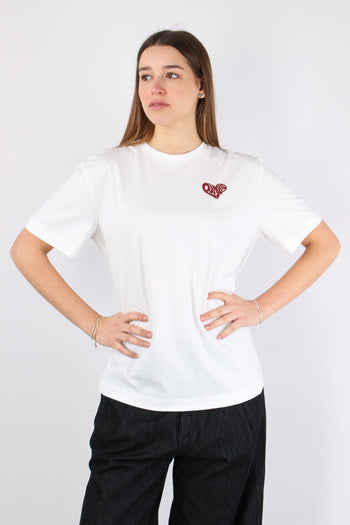 Strepitoso T-shirt Logo Strass Bianco/rosso - 2