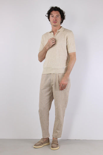 Polo Cotone Lavorato Beige - 4