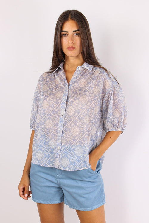 Camicia Manica Sbuffo Azzurro