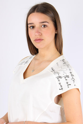 T-shirt V Scatoletta Scritta S Whithe Milk - 6