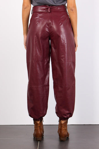 Pantalone Ecopelle Cintura Dark Wine - 4