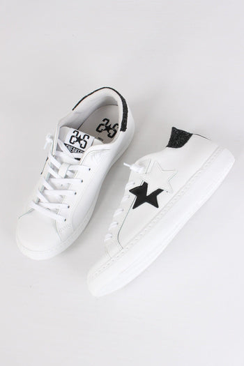 Sneakers Low Inserto Glitter Bianco/nero - 2