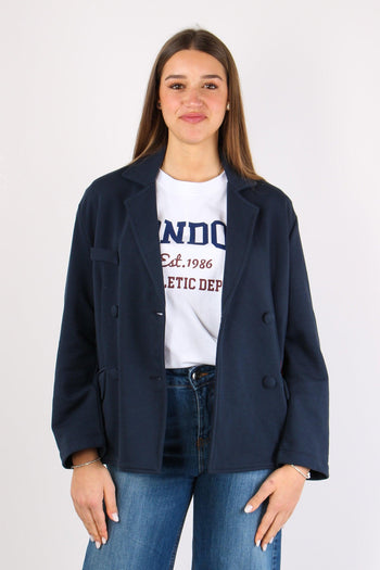 Giacca Doppiopetto Squadrata F Blu - 2