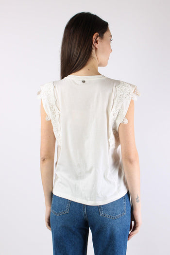 Canotta Inserto Macrame Bianco Lana - 5