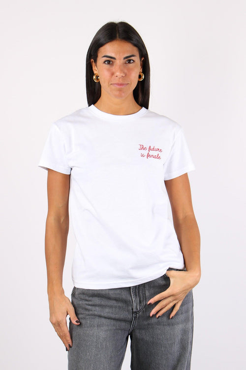 T-shirt Ricamo The Future Is Bianco