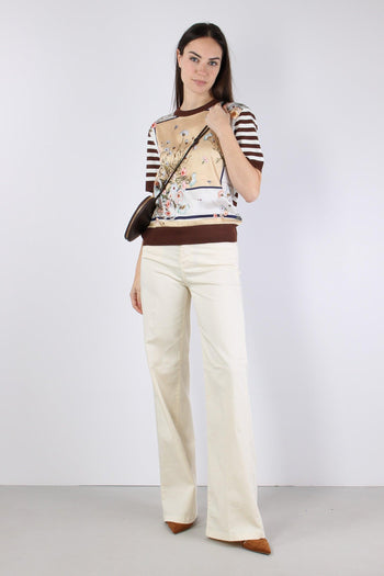 Maglia Riga Manica Corta Foulard/bisco - 2
