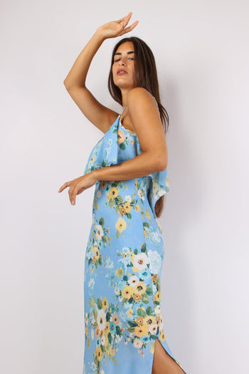 Abito Doppia Balza Fantasia Fi Azzurro - 3