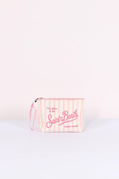Aline Pochette Cotone Righe Rosa