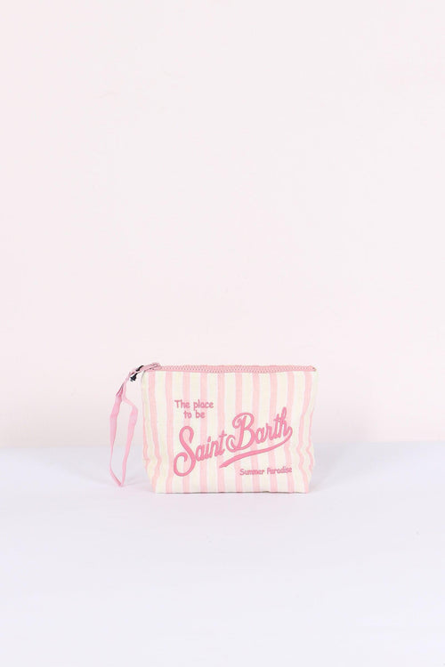 Aline Pochette Cotone Righe Rosa