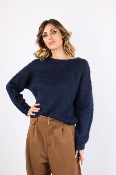 Maglia Mohair Lunga Blu