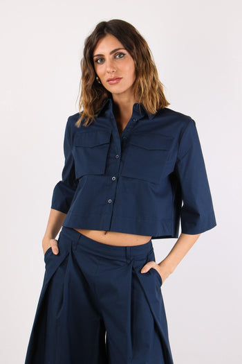 Camicia Taschine Cotone Tecnico Navy Blue - 2