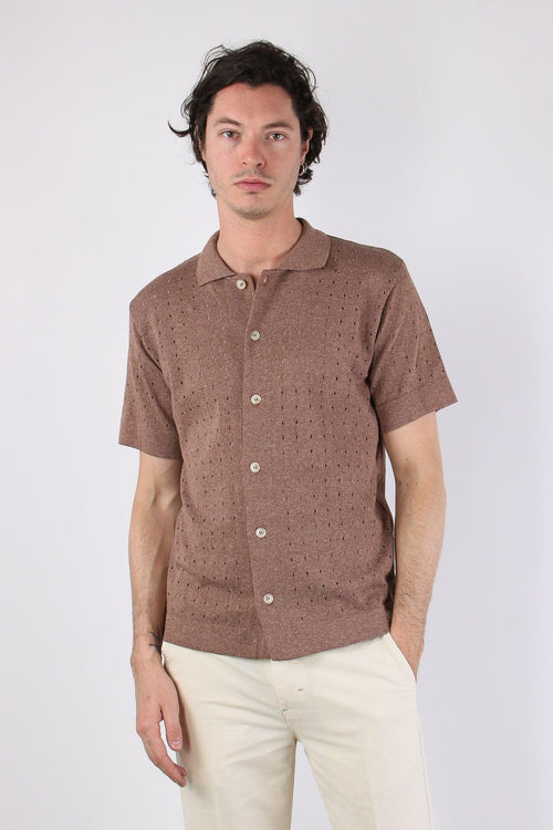 Camicia Mc Traforata Tabacco