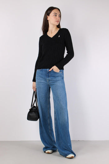 Pullover Trecce Scollo V Polo Black - 3