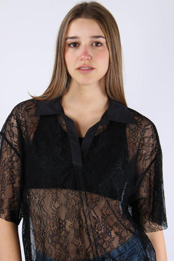 Polo Manica Corta Pizzo Nero - 8