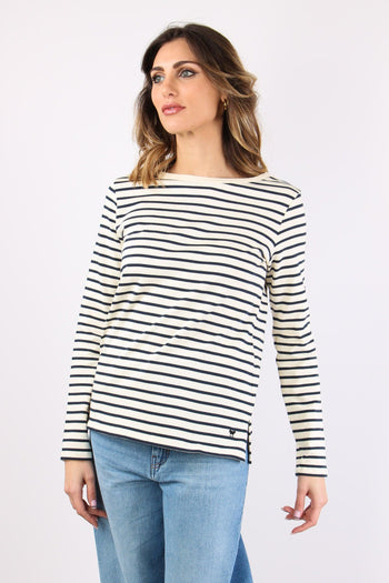 Erasmo Maglia Riga Avorio/blu - 2