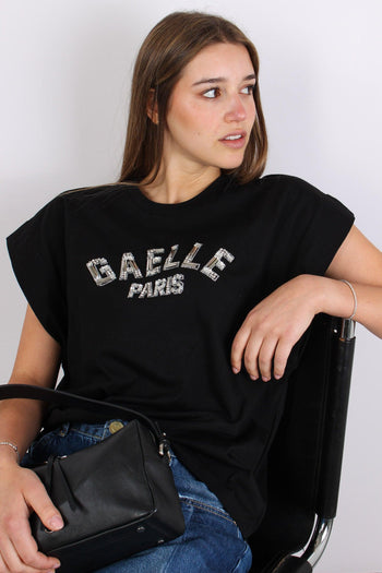 T-shirt Logo Strass Nero - 6
