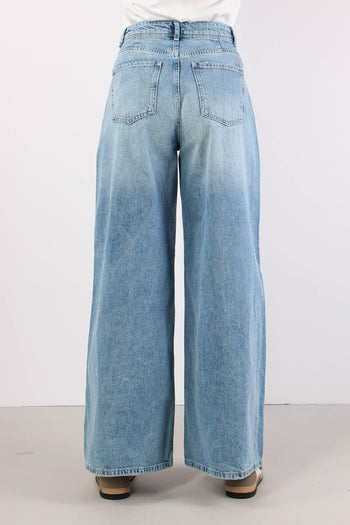 Denim Maxi Palazzo Vita Alta Denim Chiaro - 4