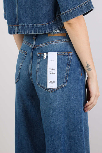 Jeans Flare Ampio Denim Scuro - 7