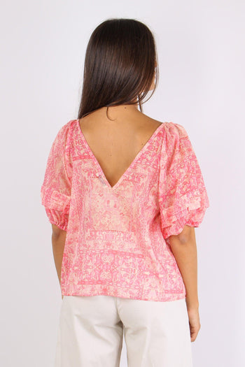 Top Manica Ampia Fantasia Fucsia - 4