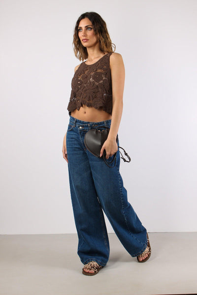 Denim Abbottonatura Asimmetric Denim Medio