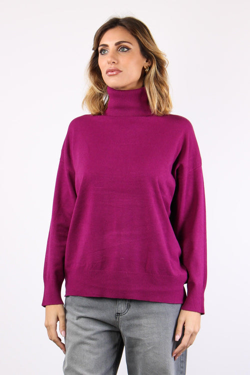 Maglia Over Collo Alto Magenta - 2