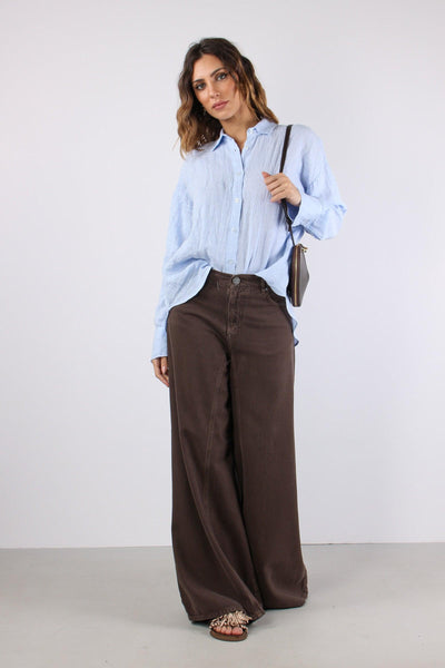 Camicia Lino Retro Fiocchi Azzurro