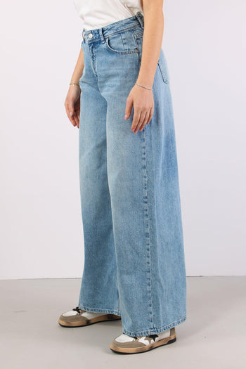 Denim Maxi Palazzo Vita Alta Denim Chiaro - 3