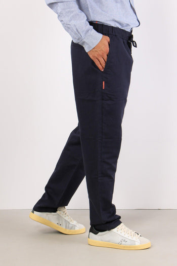 Pantalone Lino Elastico Navy Blue - 3
