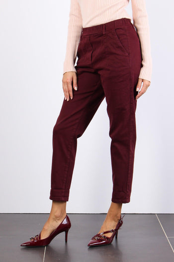 Pantalone Gabardina Elastico Bordeaux - 6