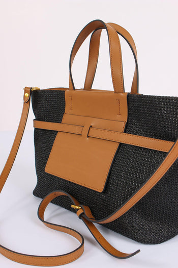 Belty Shopping Mini Rafia Nero/cuoio - 4