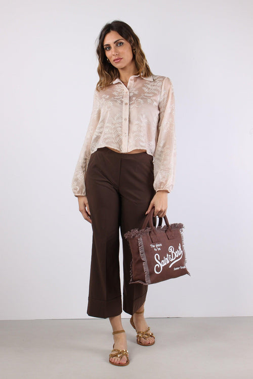 Pantalone Cropped Risvolto Moro