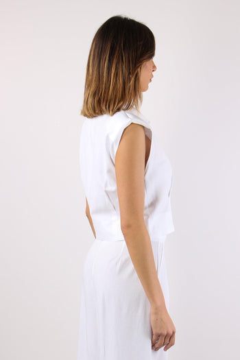 Camicia Smanicata Spalline Bianco - 6