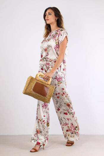 Pantalone Palazzo Fantasia Fio Panna - 5