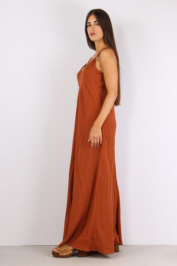 Abito Lungo Spallina Arriccio Ruggine - 5