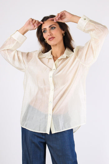 Camicia Over Mussola Strass Panna - 2