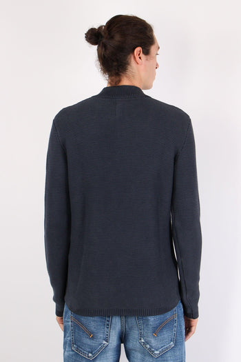 Maglia Mezza Zip Cotone Lavato Midnight Blue - 3